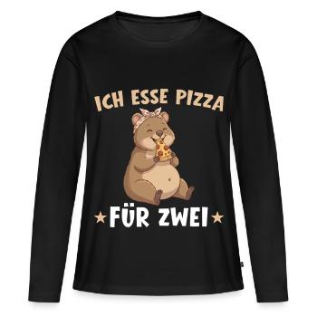 Schwangerschaft Verkünden Pizza Quokka Mama - Frauen Premium Bio Langarmshirt - Schwarz - Vorne - Julia (174cm)