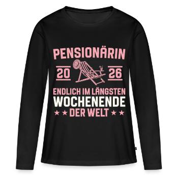 Pension du plus long week-end 2026 pour retraité - T-shirt manches longues Premium bio Femme - noir - Devant - Julia (174cm)