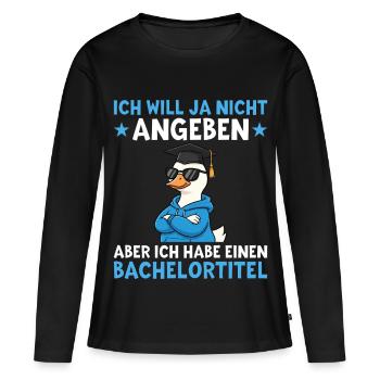 Licence Goose, Chapeau de Docteur Diplôme de Licence - T-shirt manches longues Premium bio Femme - noir - Devant - Julia (174cm)