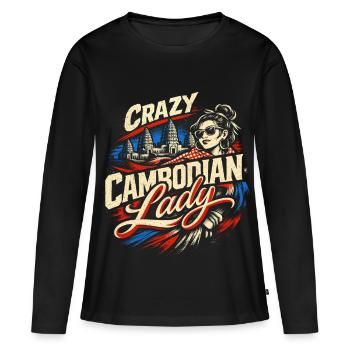 Cambodge Cambodgiens - T-shirt manches longues Premium bio Femme - noir - Devant - Julia (174cm)