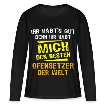 Don du monteur de cuisinière - T-shirt manches longues Premium bio Femme - noir - Devant - Julia (174cm)