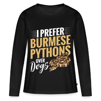 Burmesischer Python-Stoff Reptilien-Foos-Schlangenbesitzer - Frauen Premium Bio Langarmshirt - Schwarz - Vorne - Julia (174cm)