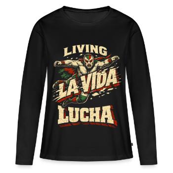 Lucha Libre Luchador vivant La Vida Lucha - T-shirt manches longues Premium bio Femme - noir - Devant - Julia (174cm)
