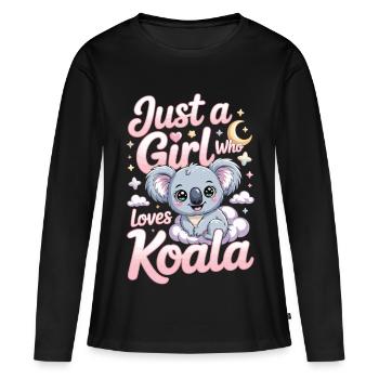 Juste une fille qui adore le t-shirt koala - T-shirt manches longues Premium bio Femme - noir - Devant - Julia (174cm)