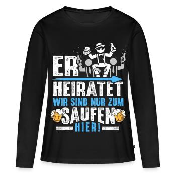 T-shirt de fête de garçon Hommes Grondement de fête de garçon - T-shirt manches longues Premium bio Femme - noir - Devant - Julia (174cm)