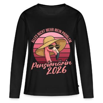 Don de retraite Flamingo 2026 pour le retraité - T-shirt manches longues Premium bio Femme - noir - Devant - Julia (174cm)