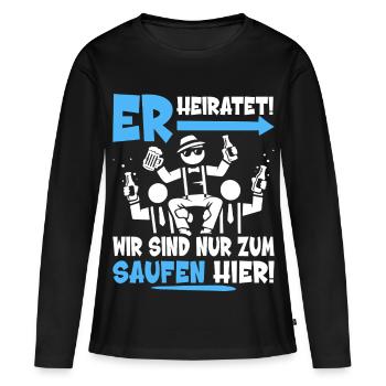 T-shirt de fête de garçon Hommes Grondement de fête de garçon - T-shirt manches longues Premium bio Femme - noir - Devant - Julia (174cm)