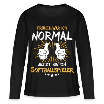 Un joueur de softball qui dit - T-shirt manches longues Premium bio Femme - noir - Devant - Julia (174cm)