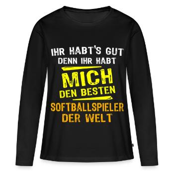 Cadeau pour joueuse de softball - T-shirt manches longues Premium bio Femme - noir - Devant - Julia (174cm)