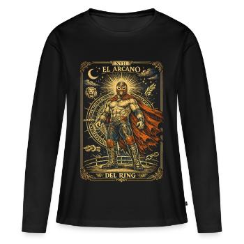 Lucha Libre Luchador Tarot Card - T-shirt manches longues Premium bio Femme - noir - Devant - Julia (174cm)