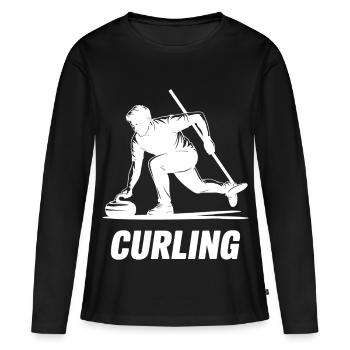 Silhouette d’action d’athlète Homme Curling - T-shirt manches longues Premium bio Femme - noir - Devant - Julia (174cm)