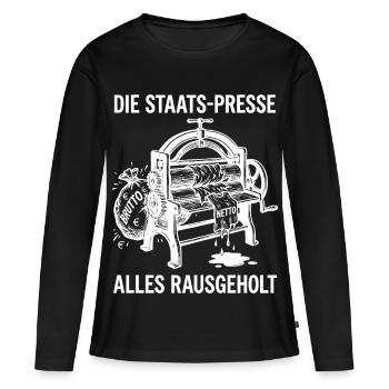 Die Staats Presse Alles Rausgeholt - Frauen Premium Bio Langarmshirt - Schwarz - Vorne - Julia (174cm)