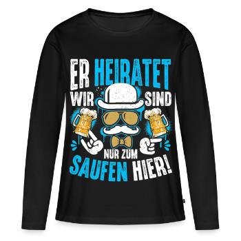 T-shirt de fête de garçon Hommes Grondement de fête de garçon - T-shirt manches longues Premium bio Femme - noir - Devant - Julia (174cm)
