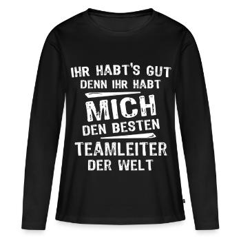 Team leader - Women's Premium Organic Long Sleeve Shirt - black - Front - Julia (174cm)