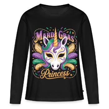 T-shirt Mardi Gras Princesse Licorne Masque Carnaval - T-shirt manches longues Premium bio Femme - noir - Devant - Julia (174cm)