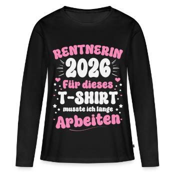 Pensioner 2026 Pension Gift Wife Retirement - Women's Premium Organic Long Sleeve Shirt - black - Front - Julia (174cm)