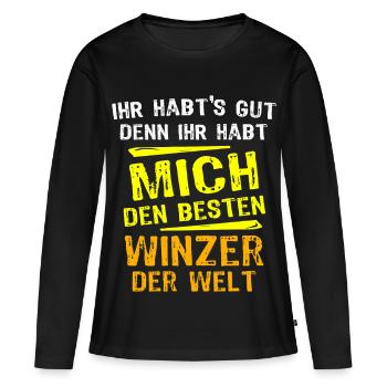 Don du vigneron - T-shirt manches longues Premium bio Femme - noir - Devant - Julia (174cm)