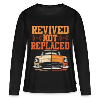 Restauration automobile relancée Non remplacée - T-shirt manches longues Premium bio Femme - noir - Devant - Julia (174cm)