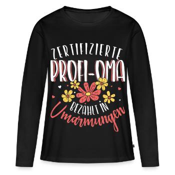Zertifizierte Profi Oma Umarmungen Großmutter - Frauen Premium Bio Langarmshirt - Schwarz - Vorne - Julia (174cm)