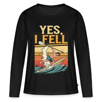 Stand Up Paddle Yes I Fell - T-shirt manches longues Premium bio Femme - noir - Devant - Julia (174cm)