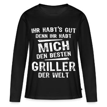 Griller - T-shirt manches longues Premium bio Femme - noir - Devant - Julia (174cm)