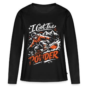 Snowboard | J’ai la poudre | Neige poudreuse - T-shirt manches longues Premium bio Femme - noir - Devant - Julia (174cm)