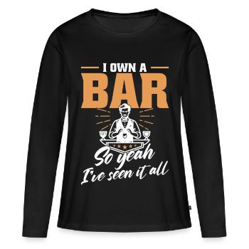 Barman Barman, Passionné de bar, Propriétaire de cocktail et de bar - T-shirt manches longues Premium bio Femme - noir - Devant - Julia (174cm)