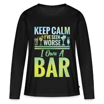 Propriétaire de bar Mixologue Passionné de bar Propriétaire de pub - T-shirt manches longues Premium bio Femme - noir - Devant - Julia (174cm)