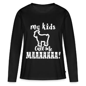 Maman chèvre drôle - T-shirt manches longues Premium bio Femme - noir - Devant - Julia (174cm)