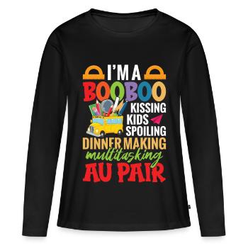 Baby-sitter incontournable pour une famille au pair - T-shirt manches longues Premium bio Femme - noir - Devant - Julia (174cm)