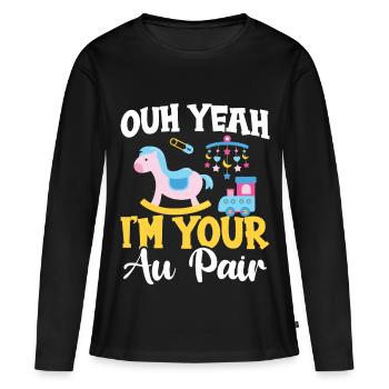 Baby-sitter Travailleuse au pair d’appréciation familiale - T-shirt manches longues Premium bio Femme - noir - Devant - Julia (174cm)