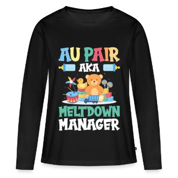 Appréciation de la baby-sitter amante au pair - T-shirt manches longues Premium bio Femme - noir - Devant - Julia (174cm)