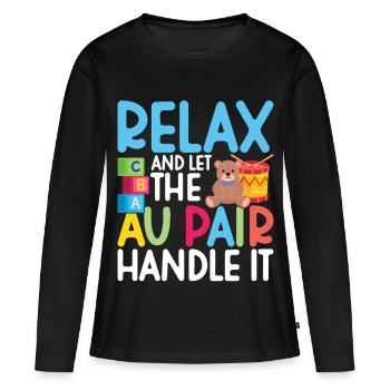 Nounou d’appréciation de la baby-sitter Au Pair - T-shirt manches longues Premium bio Femme - noir - Devant - Julia (174cm)
