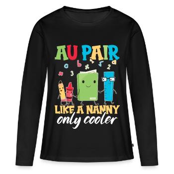 Nounou au pair d’appréciation des baby-sitters - T-shirt manches longues Premium bio Femme - noir - Devant - Julia (174cm)