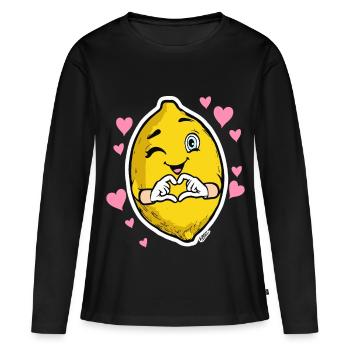 Emblème clin d’œil en cœur de citron - T-shirt manches longues Premium bio Femme - noir - Devant - Julia (174cm)