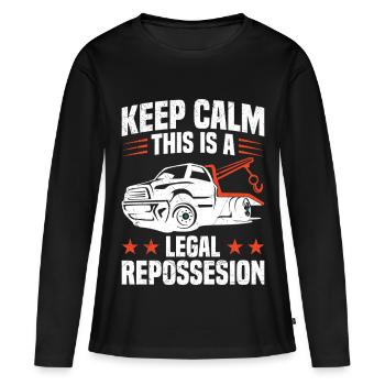 Agent de récupération d’actifs Agent de récupération d’actifs Saisie de voiture - T-shirt manches longues Premium bio Femme - noir - Devant - Julia (174cm)