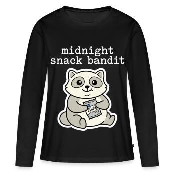 Raccoon with Chips Snack Comic Motif - Women's Premium Organic Long Sleeve Shirt - black - Front - Julia (174cm)