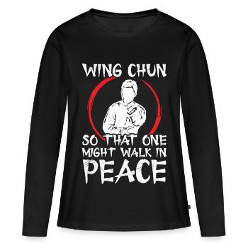 Professeur de Wing Chun Leçon d’arts martiaux Wing Chun - T-shirt manches longues Premium bio Femme - noir - Devant - Julia (174cm)
