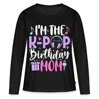 Je suis la maman d’anniversaire de K Pop - T-shirt manches longues Premium bio Femme - noir - Devant - Julia (174cm)