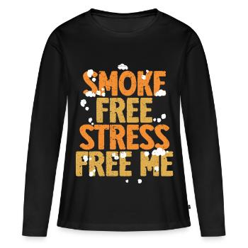 Non-fumeur, ex-fumeur - T-shirt manches longues Premium bio Femme - noir - Devant - Julia (174cm)