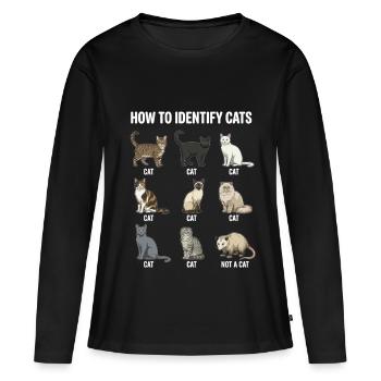 Motif de reconnaissance des espèces félines - T-shirt manches longues Premium bio Femme - noir - Devant - Julia (174cm)