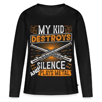 Piccolo jouant d’un orchestre d’instruments métal - T-shirt manches longues Premium bio Femme - noir - Devant - Julia (174cm)