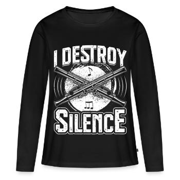 Piccolo Je détruis le silence Instrument de musicien - T-shirt manches longues Premium bio Femme - noir - Devant - Julia (174cm)