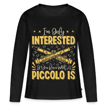 Musicien d’instrument de fanfare de fanfare de Piccoloïste - T-shirt manches longues Premium bio Femme - noir - Devant - Julia (174cm)