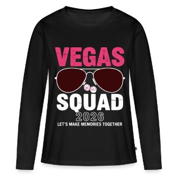 Vacances de fête de l’Équipe de Vegas 2026 - T-shirt manches longues Premium bio Femme - noir - Devant - Julia (174cm)