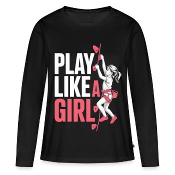 Joue comme une fille Chemise escalade Sports féminins - T-shirt manches longues Premium bio Femme - noir - Devant - Julia (174cm)