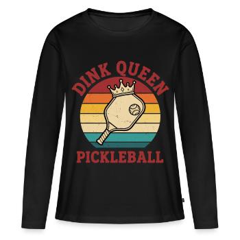 Pickleball Dink Queen Lustige Spielerin Love Pickleball - Frauen Premium Bio Langarmshirt - Schwarz - Vorne - Julia (174cm)