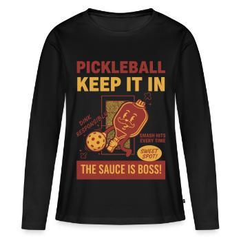 Pickleball Halt es in Lustiger Liebe Pickleball - Frauen Premium Bio Langarmshirt - Schwarz - Vorne - Julia (174cm)