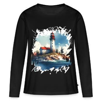 phare - T-shirt manches longues Premium bio Femme - noir - Devant - Julia (174cm)