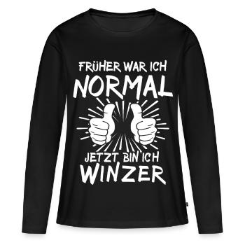 Winzer - Frauen Premium Bio Langarmshirt - Schwarz - Vorne - Julia (174cm)